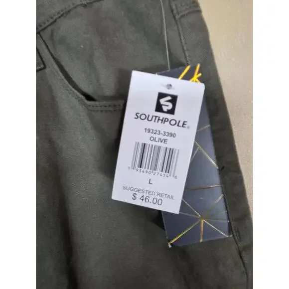 Southpole Women's Long Twill Stretch Skinny Pants, New Olive, Large - Picture 3 of 4